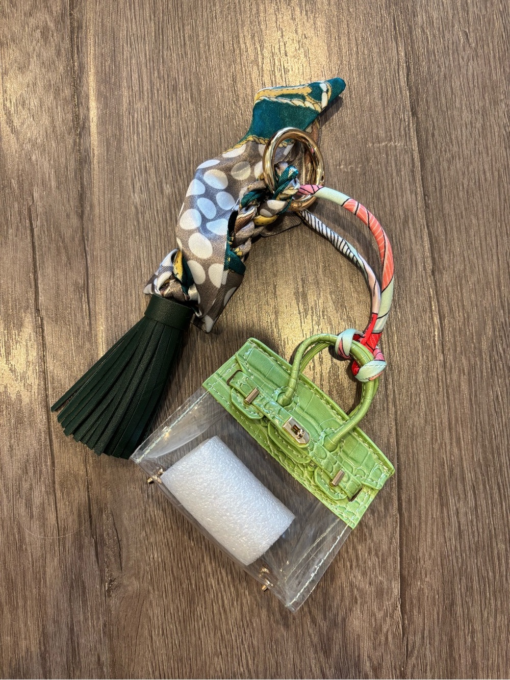 🌸 Summer Green & Clear Mini Bag Charm & Keychain 🌸